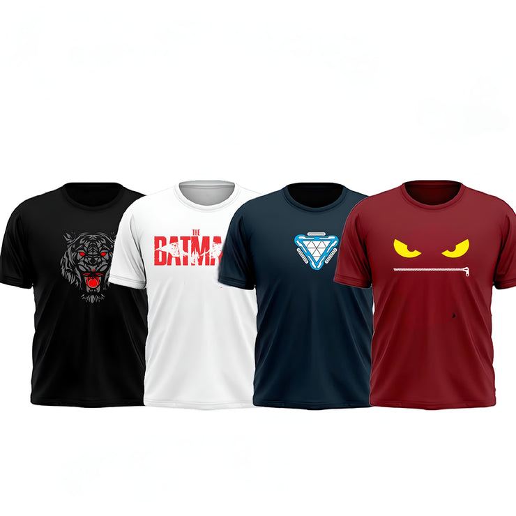 Pack OF 4 Premium Quality Printed  T-Shirts