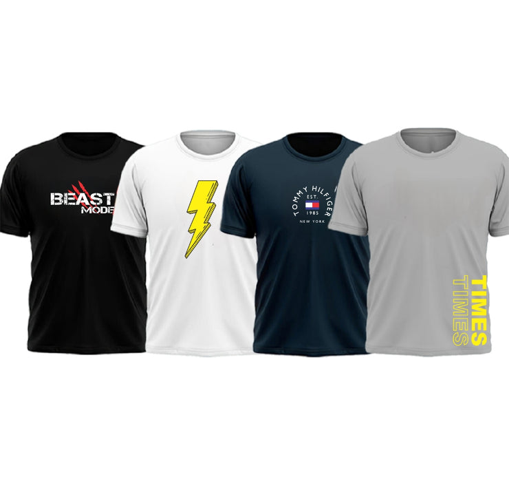 Pack OF 4 Premium Quality Printed  T-Shirts